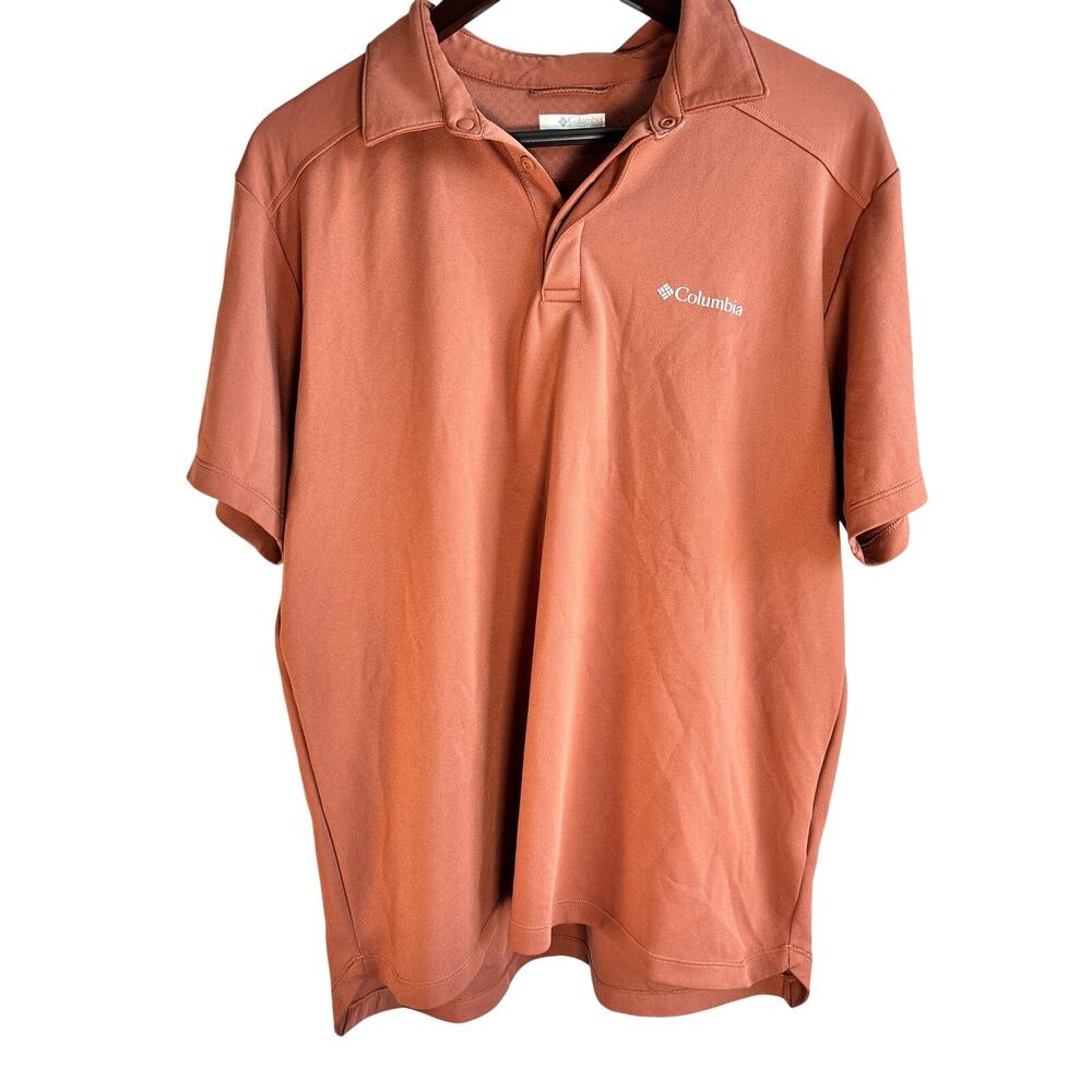 Columbia Omni-Freeze Polo Shirt Mens Large Rust Orange Cooling Top